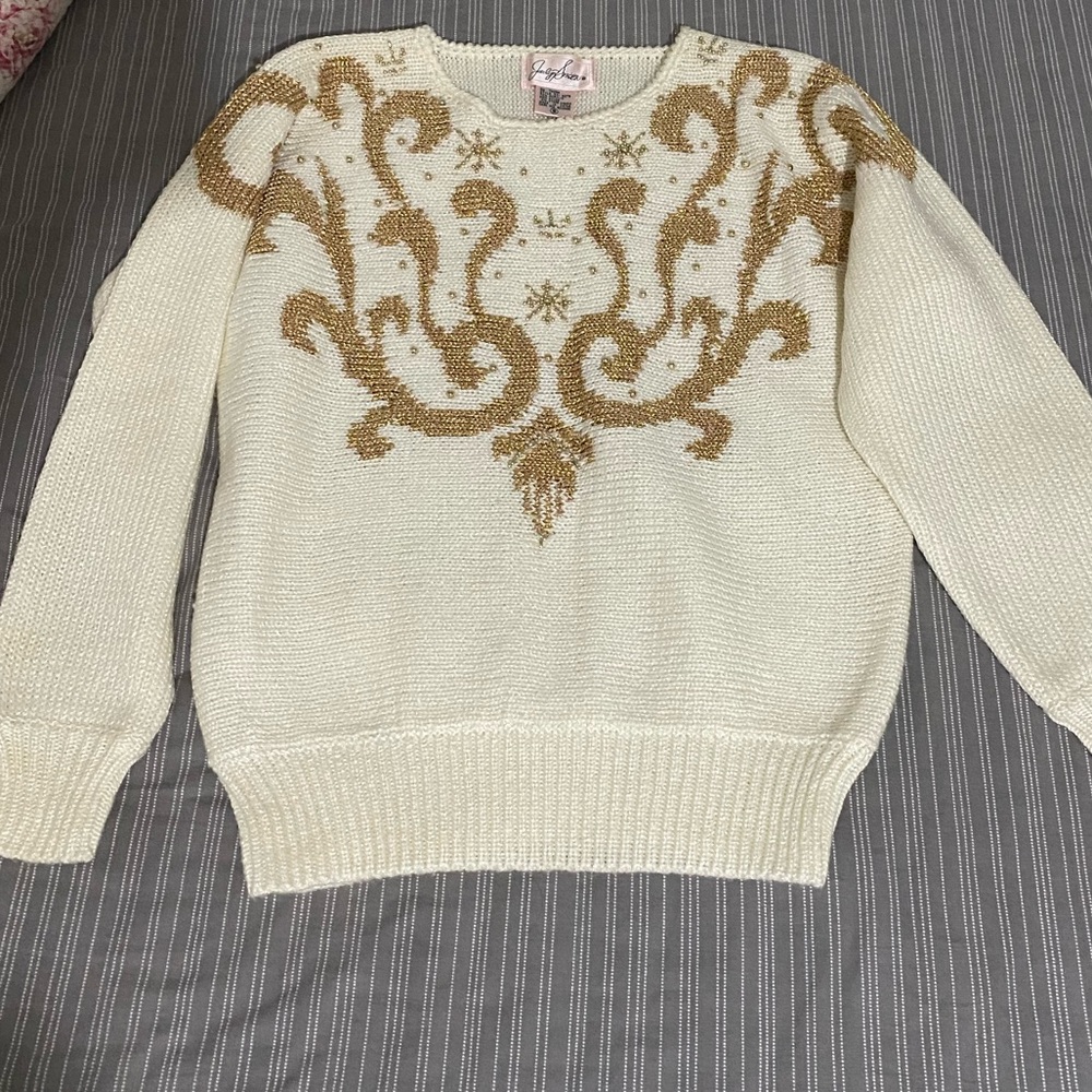 White Sweater with gold design